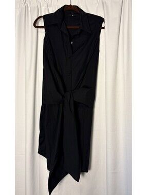 Jarbo Dark Navy Sleeveless Wrap Collared Button Down Mini Dress Medium $368